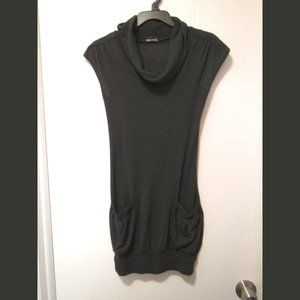 Wet Seal Cowl Neck Gray Sweater Dress, Sleeveless with Pockets, S